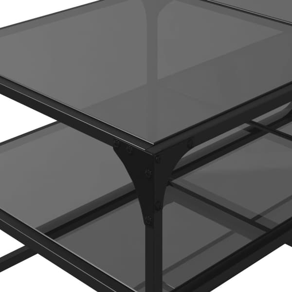 vidaXL Salongbord med svart glassplate 98,5x50x45 cm stål