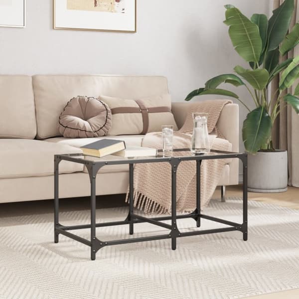 vidaXL Sofabord med gjennomsiktig glassplate 78,5x40x40 cm stål