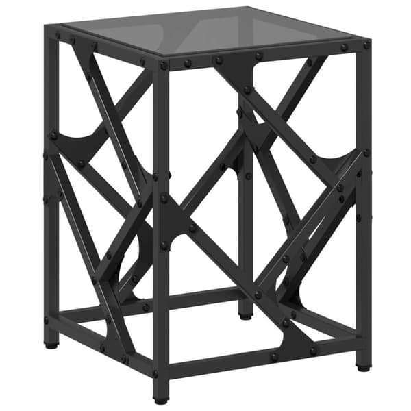 vidaXL Soffbord med svart glasskiva 30x30x41 cm stål