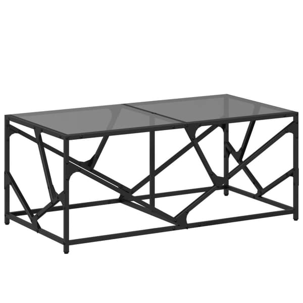 vidaXL Soffbord med svart glasskiva 98,5x50x41 cm stål
