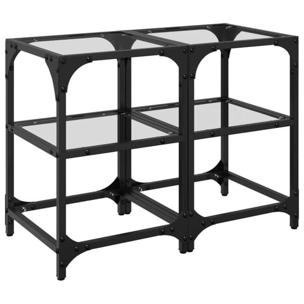vidaXL Soffbord med transparent glasskiva 2 st 30x30x45 cm stål