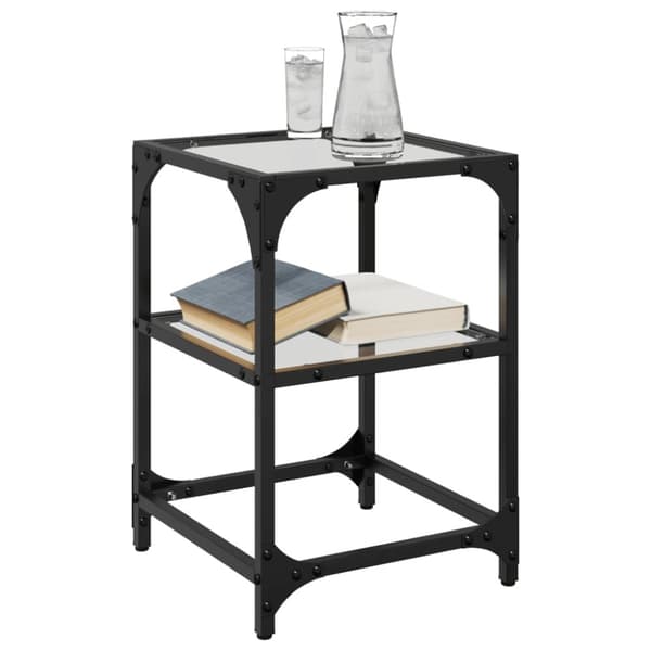 vidaXL Soffbord med transparent glasskiva 2 st 30x30x45 cm stål
