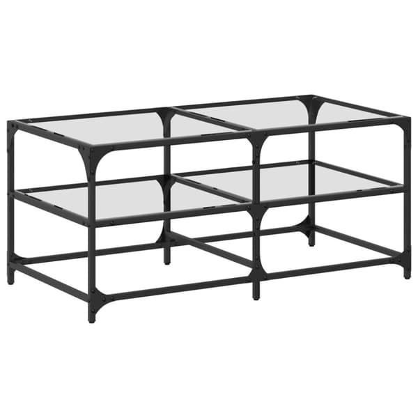 vidaXL Sofabord med gjennomsiktig glassplate 98,5x50x45 cm stål