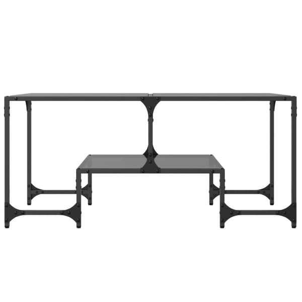 vidaXL Salongbord med svart glassplate 98,5x50x45 cm stål