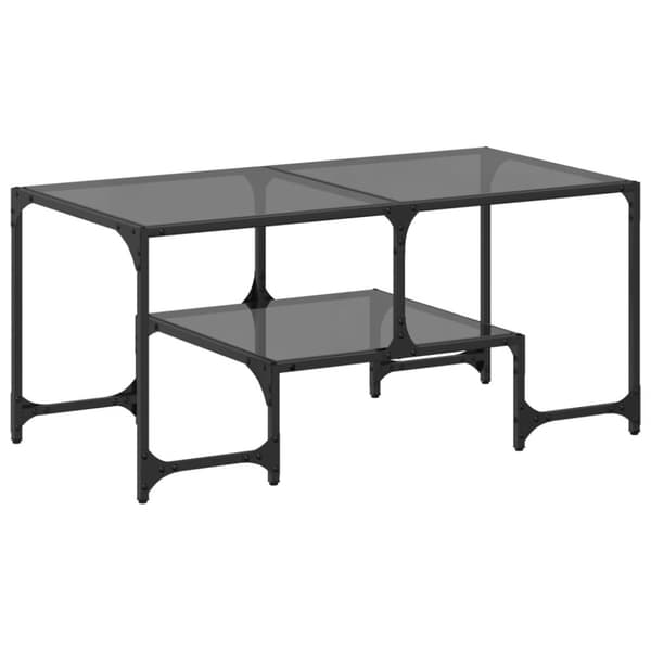 vidaXL Soffbord med svart glasskiva 98,5x50x45 cm stål