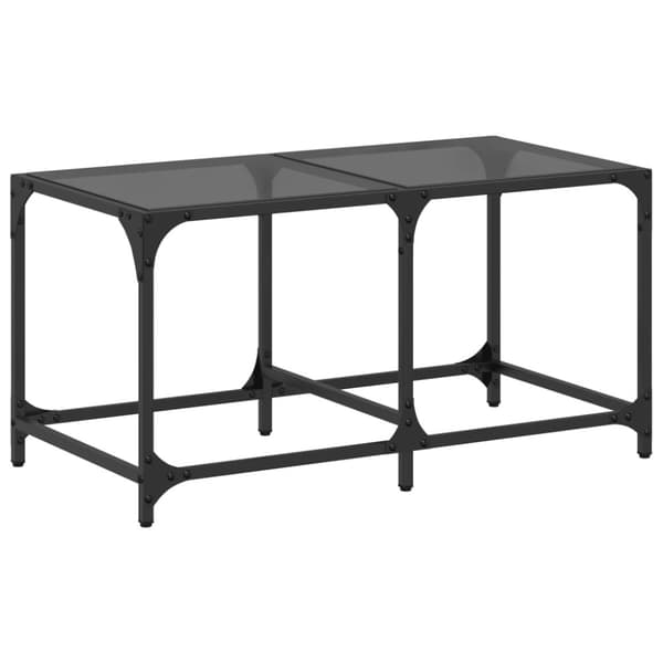 vidaXL Soffbord med svart glasskiva 78,5x40x40 cm stål