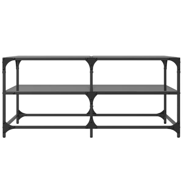 vidaXL sofabord med sort glastop 98,5x50x45 cm stål