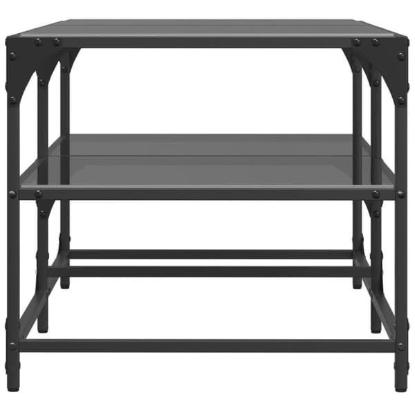 vidaXL sofabord med sort glastop 98,5x50x45 cm stål