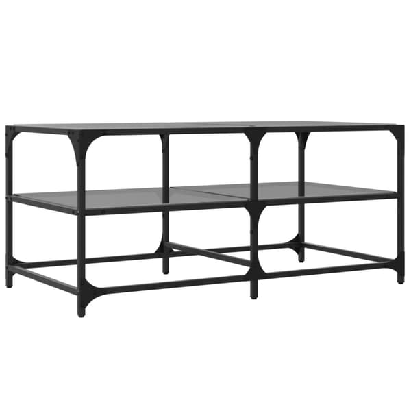 vidaXL sofabord med sort glastop 98,5x50x45 cm stål
