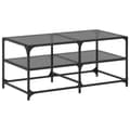 Miniatyrbillede 1 af 10: vidaXL sofabord med sort glastop 98,5x50x45 cm stål