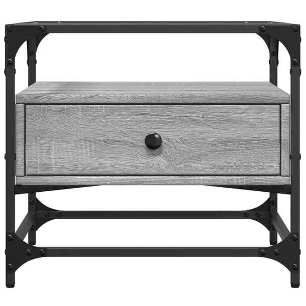 vidaXL sofabord med glasplade 50x50x45 cm grå sonoma-eg Stål