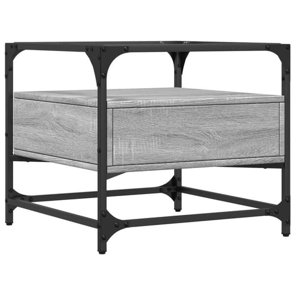 vidaXL sofabord med glasplade 50x50x45 cm grå sonoma-eg Stål