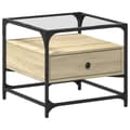 Miniatyrbillede 1 af 11: vidaXL sofabord med glasplade Sonoma Eg 50x50x45 cm Stål