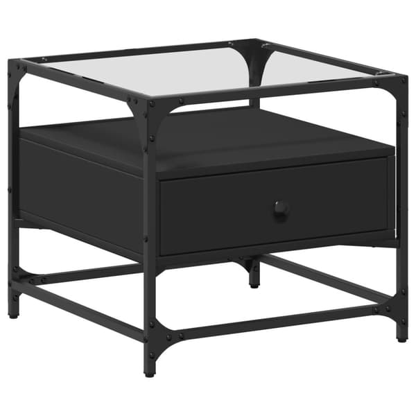 vidaXL Sohvapöytä lasinen pöytälevy musta 50x50x45 cm teräs