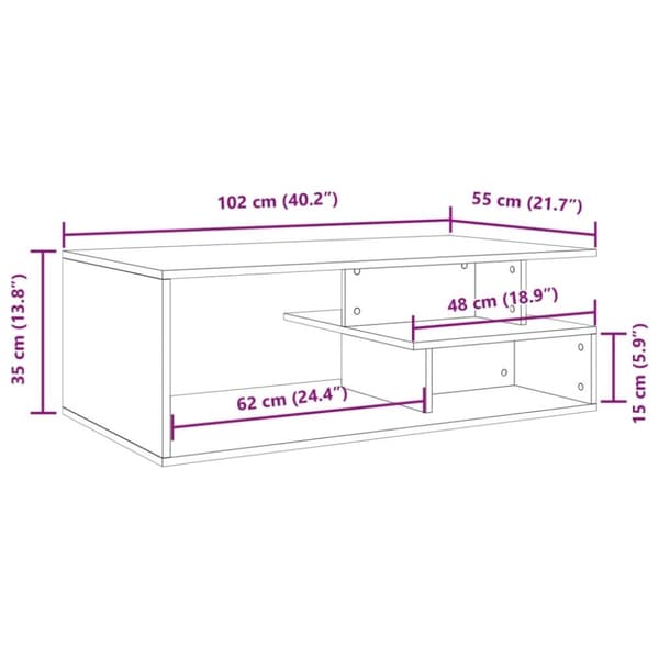 vidaXL sofabord 102x55x35 cm konstrueret træ betongrå
