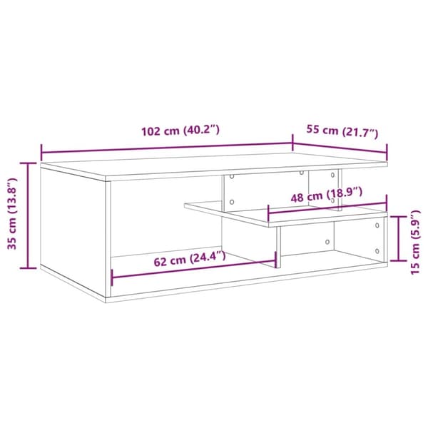 vidaXL Soffbord sonoma-ek 102x55x35 cm konstruerat trä