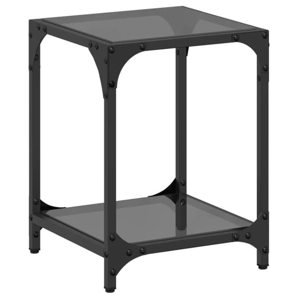 vidaXL Soffbord med svart glasskiva 30x30x40 cm stål
