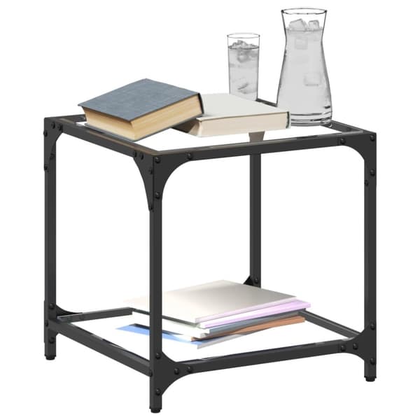 vidaXL Sofabord med gjennomsiktig glassplate 2 stk 40x40x40 cm stål