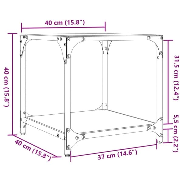 vidaXL Sofabord med gjennomsiktig glassplate 2 stk 40x40x40 cm stål