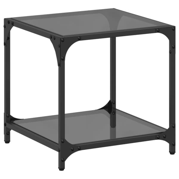 vidaXL Soffbord med svart glasskiva 40x40x40 cm stål
