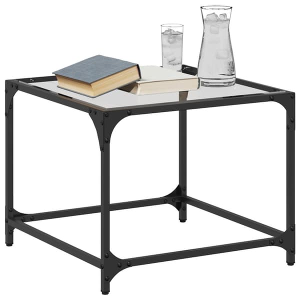vidaXL sofabord med transparent glastop 50x50x40 cm stål