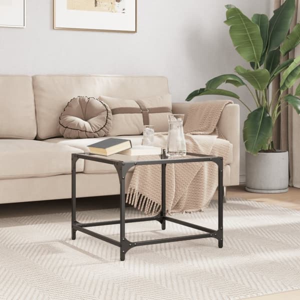 vidaXL sofabord med transparent glastop 50x50x40 cm stål