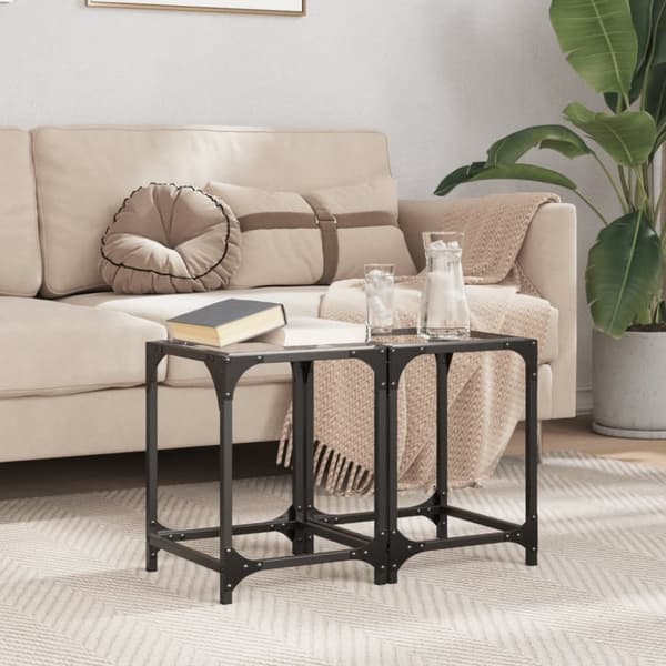 vidaXL sofaborde med transparent glastop 2 stk 30x30x40 cm stål