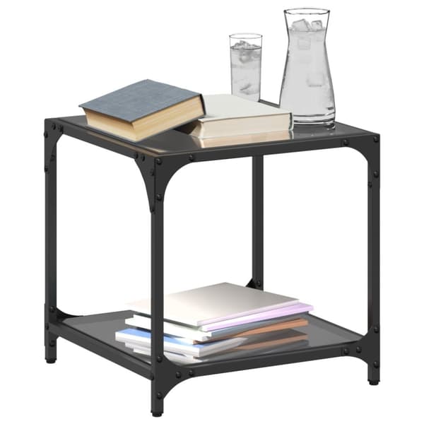 vidaXL sofaborde med sort glastop 2 stk 40x40x40 cm stål