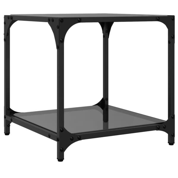 vidaXL sofaborde med sort glastop 2 stk 40x40x40 cm stål