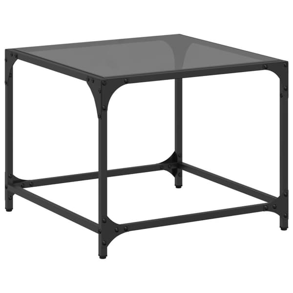 vidaXL Soffbord med svart glasskiva 50x50x40 cm stål