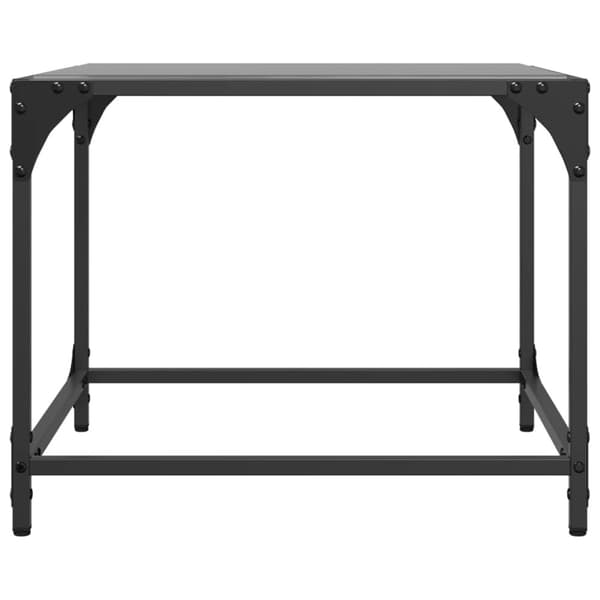 vidaXL Soffbord med svart glasskiva 50x50x40 cm stål