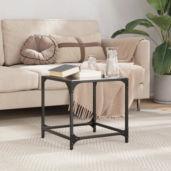 vidaXL sofabord med sort glastop 40x40x40 cm stål
