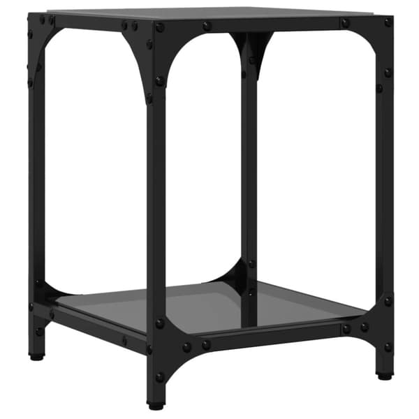 vidaXL sofaborde med sort glastop 2 stk 30x30x40 cm stål