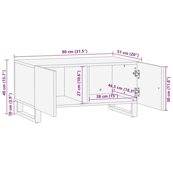 vidaXL sofabord 80x51x40 cm massivt akacietræ