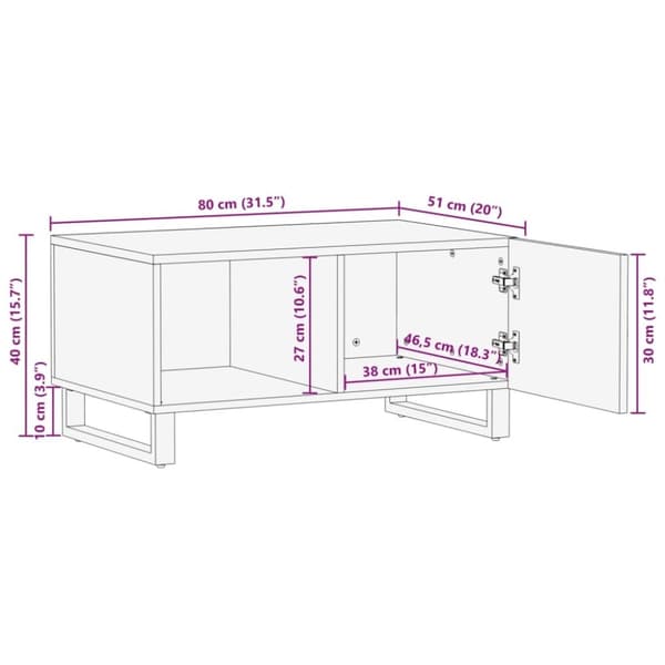 vidaXL sofabord 80x51x40 cm massivt mangotræ
