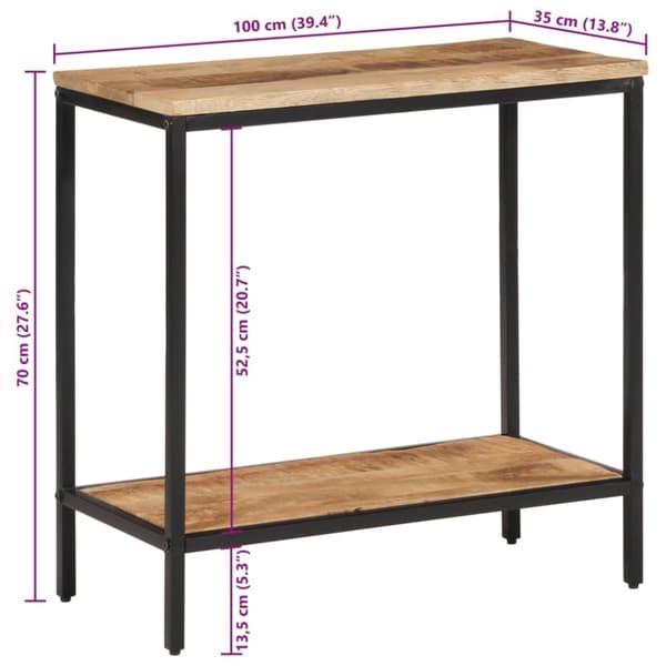 vidaXL Konsollbord 100x35x70 cm grovt heltre mangotre