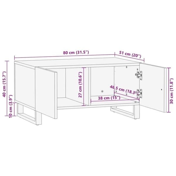 vidaXL Soffbord vit 80x51x40 cm massivt mangoträ