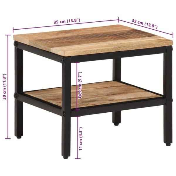 vidaXL sofabord 35x35x30 cm massivt ru mangotræ