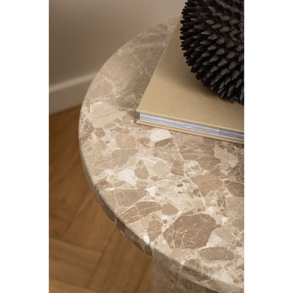 Naxos soffbord sidobord Ø50cm marmor brun.