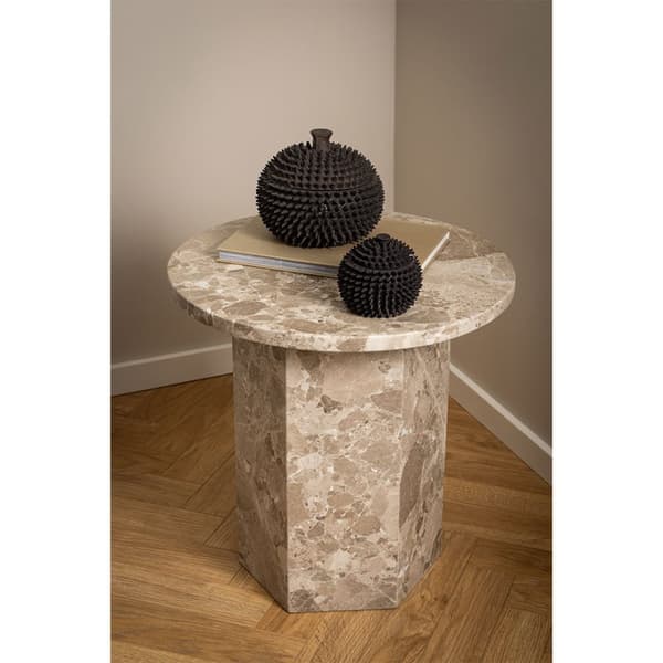 Naxos soffbord sidobord Ø50cm marmor brun.