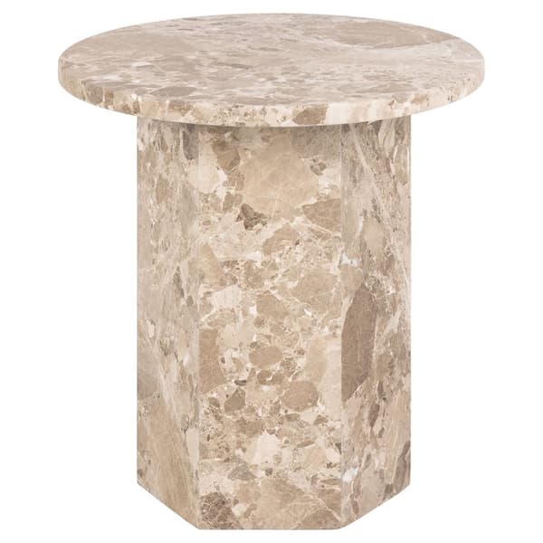 Naxos soffbord sidobord Ø50cm marmor brun.