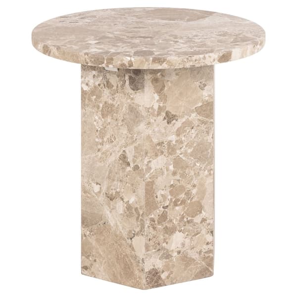 Naxos soffbord sidobord Ø50cm marmor brun.
