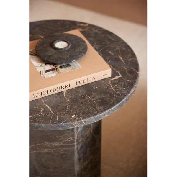 Naxos sofabord sidebord Ø50cm marmor brun.