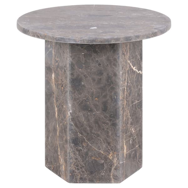 Naxos sofabord sidebord Ø50cm marmor brun.
