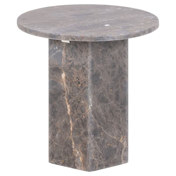 Naxos sofabord sidebord Ø50cm marmor brun.