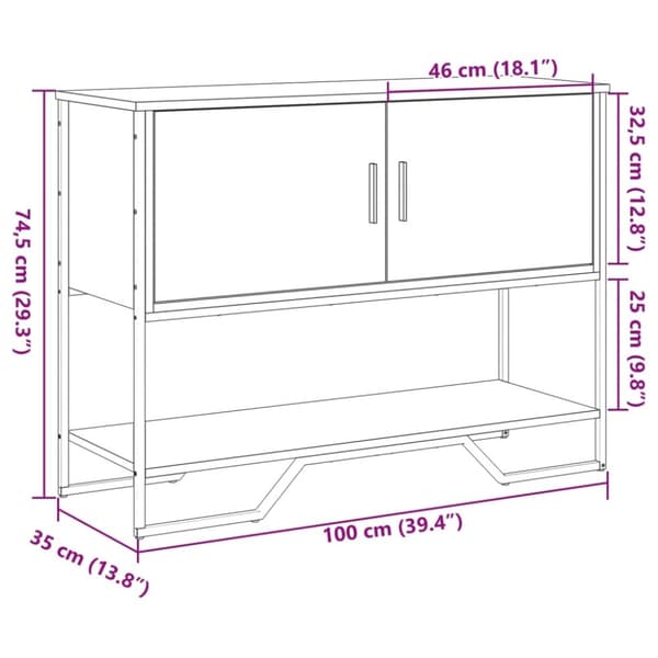 vidaXL konsolbord 100x35x74,5 cm konstrueret træ sonoma-eg