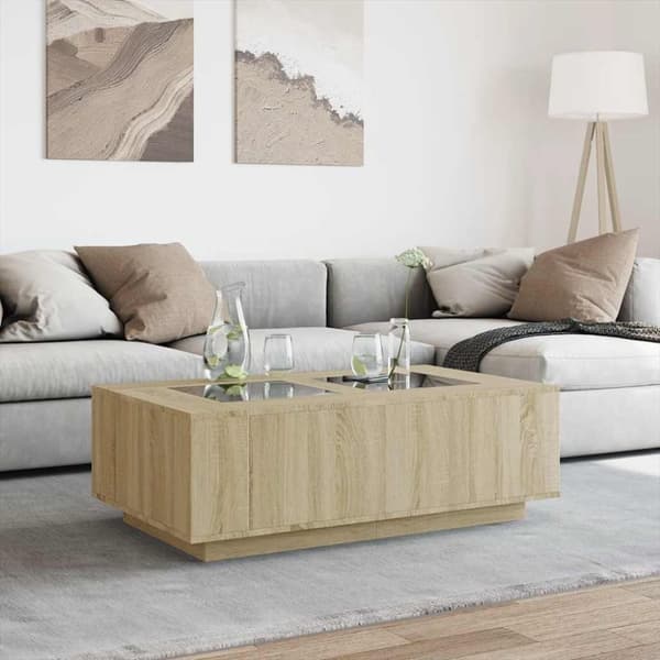 vidaXL sofabord med Infinity LED-lys 116x69x40 cm sonoma-eg