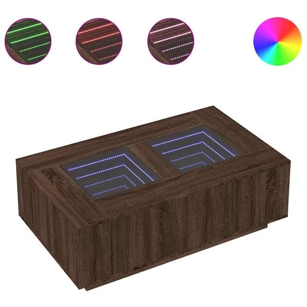vidaXL sofabord med Infinity LED-lys 116x69x40 cm brun egetræsfarve