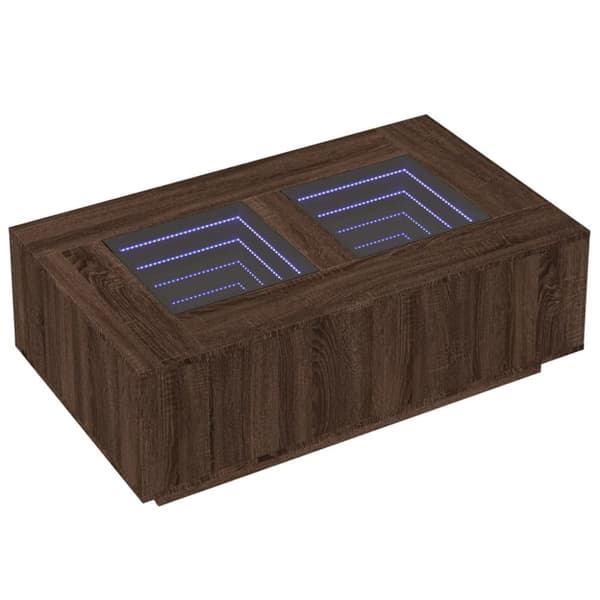 vidaXL sofabord med Infinity LED-lys 116x69x40 cm brun egetræsfarve