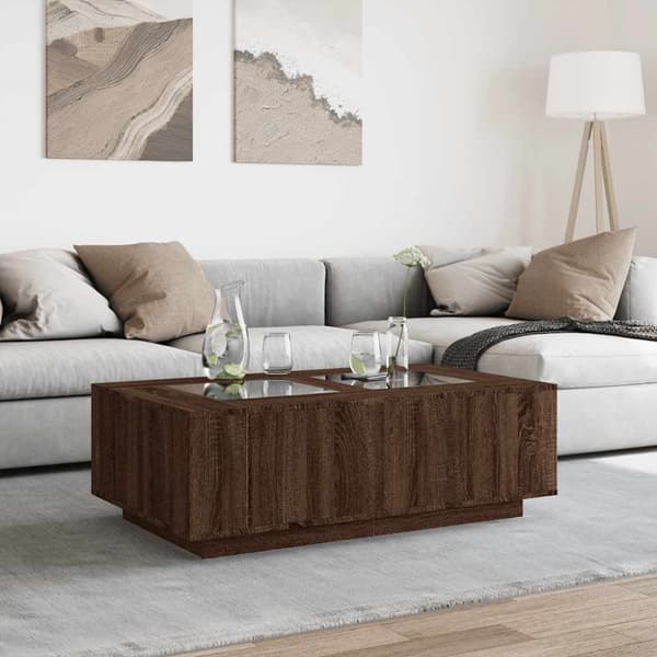 vidaXL sofabord med Infinity LED-lys 116x69x40 cm brun egetræsfarve